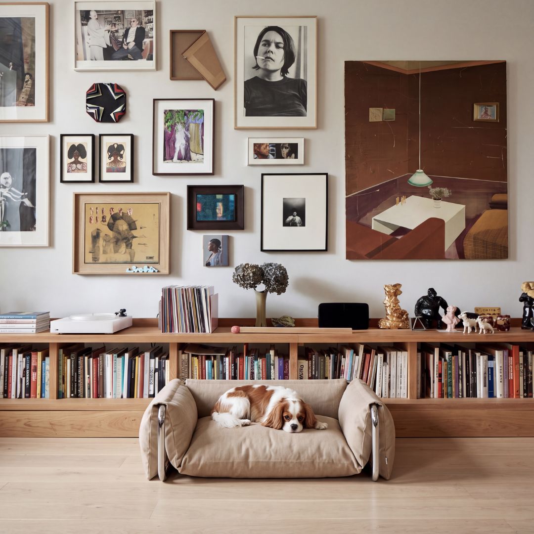 A Cavalier King Charles Spaniel resting in the Omaia dog bed