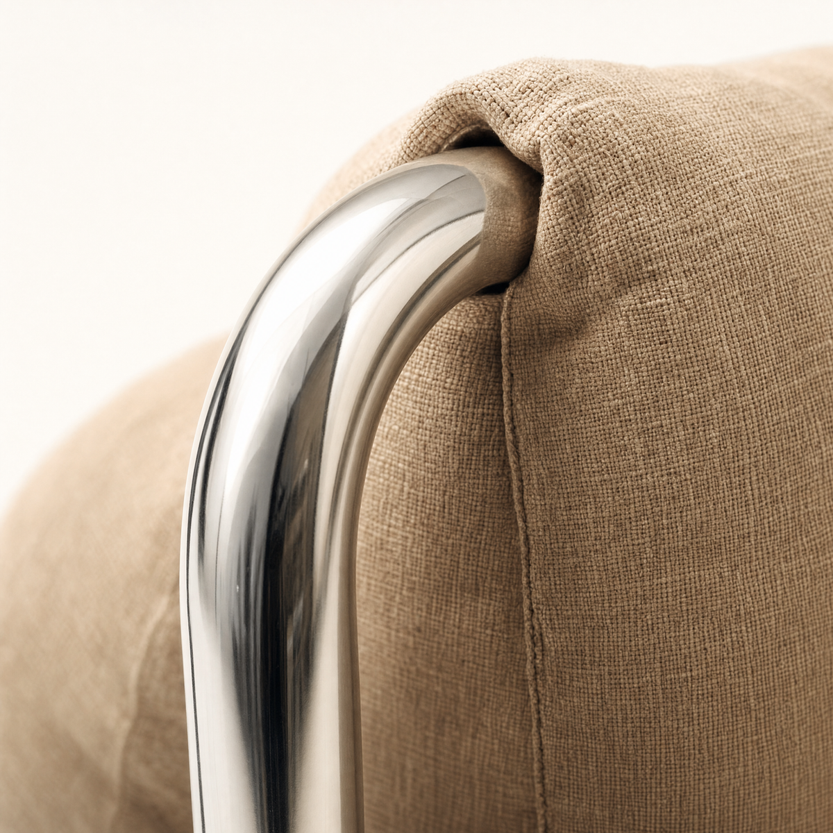 Chrome frame. Heavyweight linen.